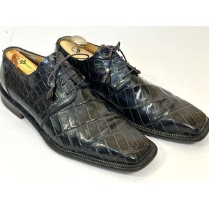 Mauri Genuine Alligator Dress Square Toe Shoes Black Exotic Leather Size 11M
